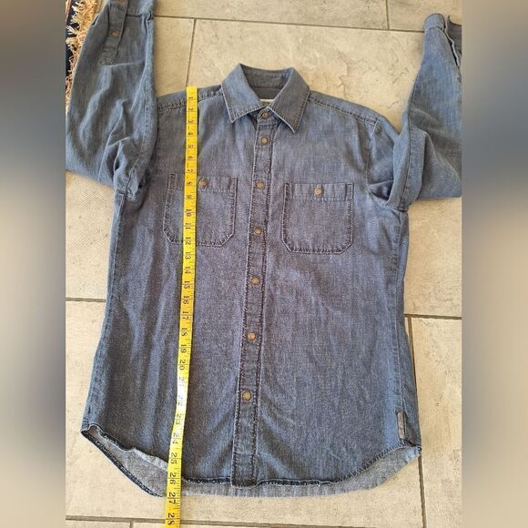 Armani Exchange Navy Denim Long Sleeve Casual Shirt Size Small - Picture 5 of 6